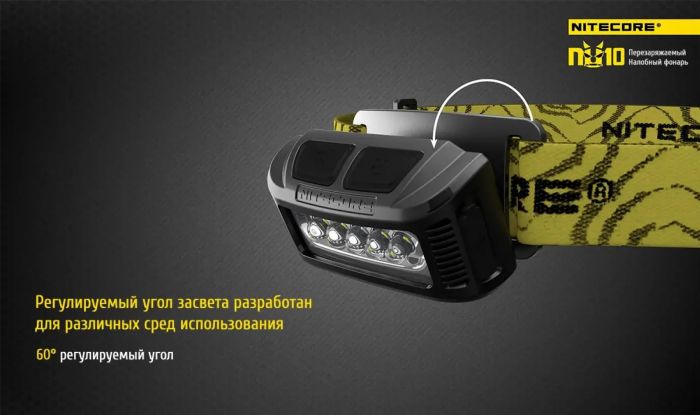 Ліхтар налобний Nitecore NU10 (4xLED + RED LED, 160 люмен), білий