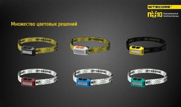 Ліхтар налобний Nitecore NU10 (4xLED + RED LED, 160 люмен), білий