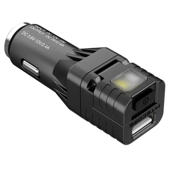 Ліхтар 2 в 1 Nitecore VCL10 від прикурювача + автомобільний зарядний пристрій (25 люмен, 2 режими)